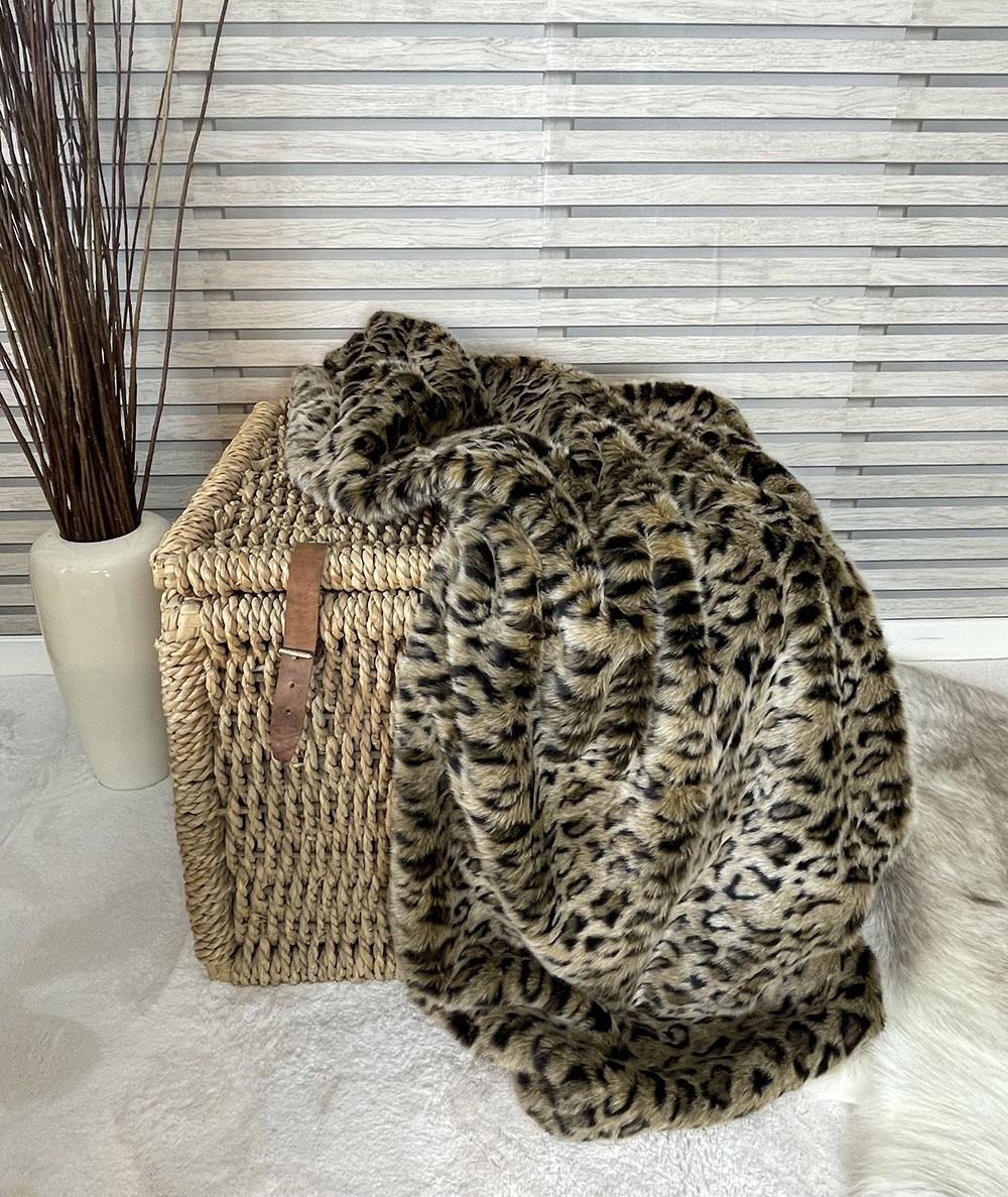 Luxury animal print faux fur throw and faux fur cushion