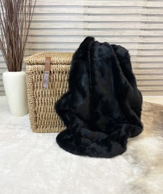 Large plain black faux sofa throw