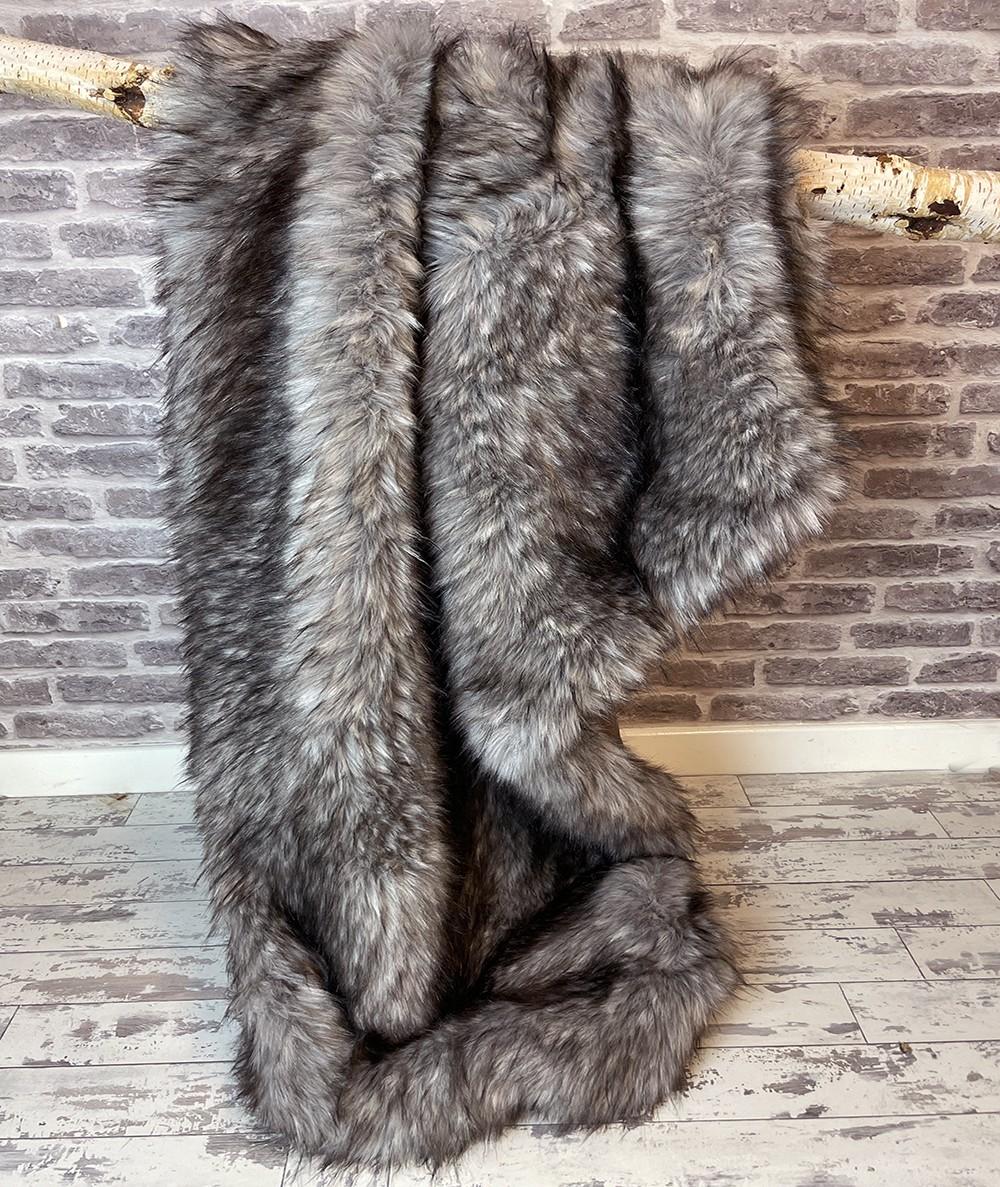 Luxury long haired Coyote fur throw