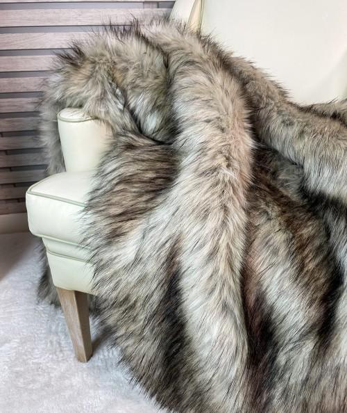 Luxury long haired faux fur throw