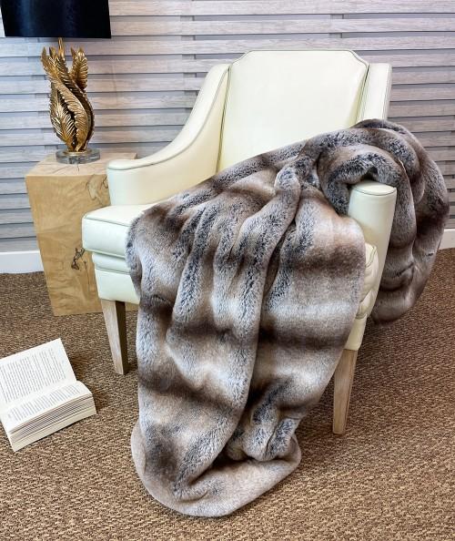 Luxury grey and brown patterned throw