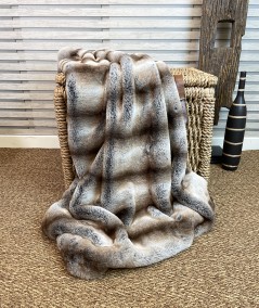 Striped fur blanket or bedspread