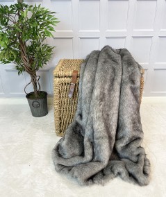 Large grey fur bedspread