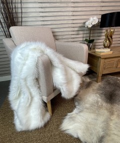 Long haired, plain cream fur blanket