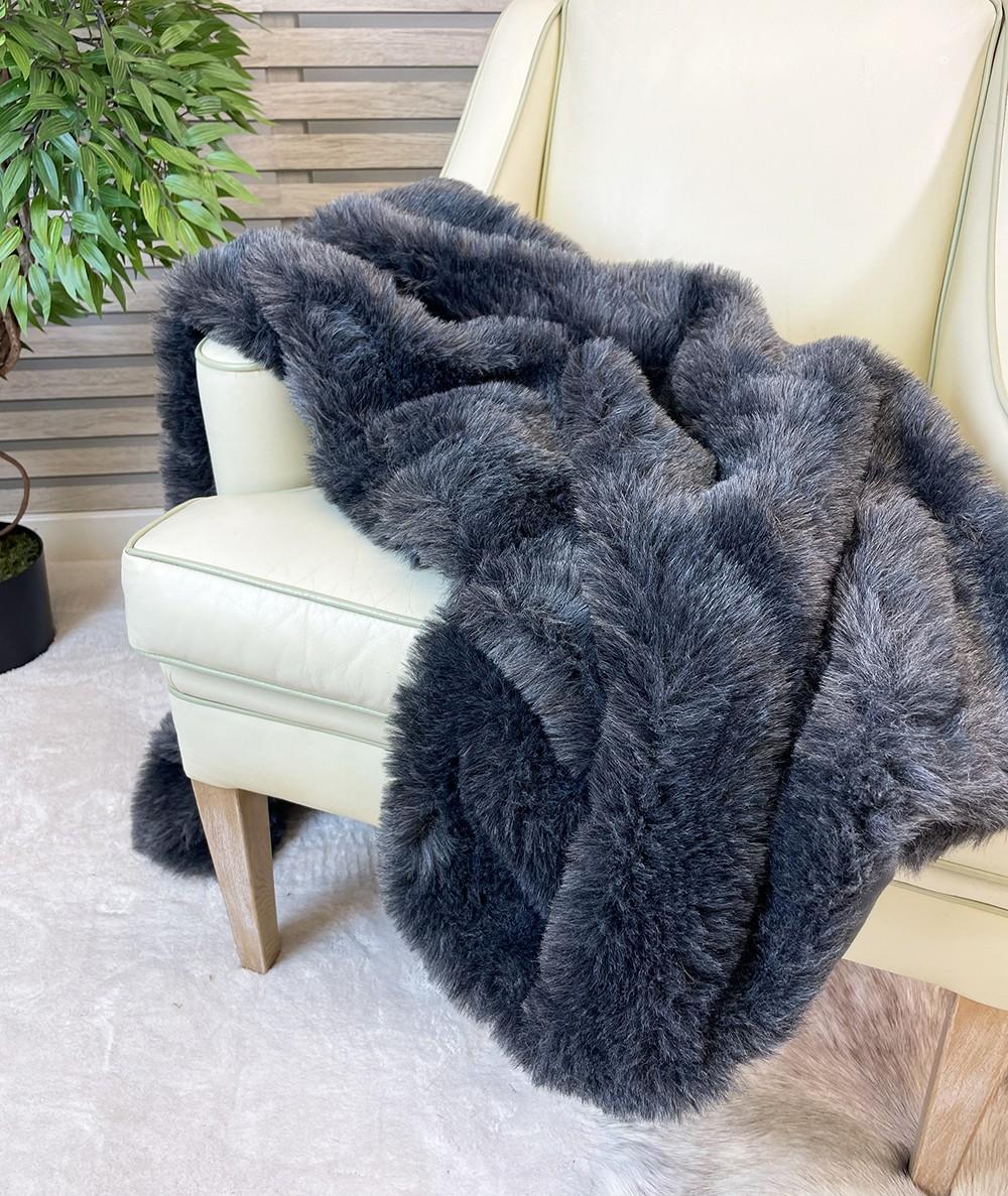 Plain grey fur blanket