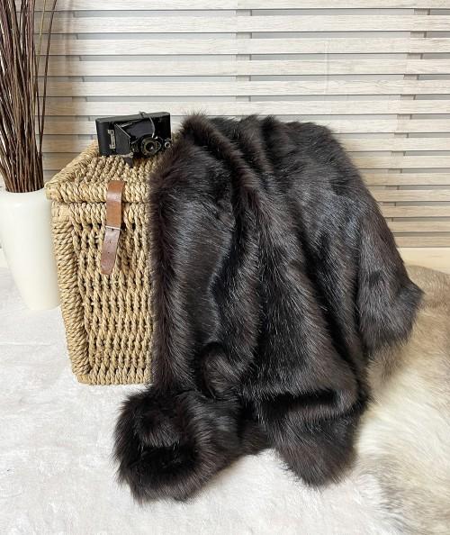 Luxury Hazelwood faux fur throw in a long haired rich dark brown