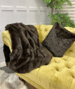 Havana sofa throw in medium length brown faux fur