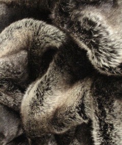 Close up image of the medium length striped Kensington faux fur