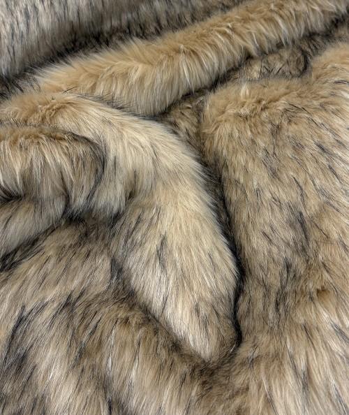 Beige and black craft fur fabric