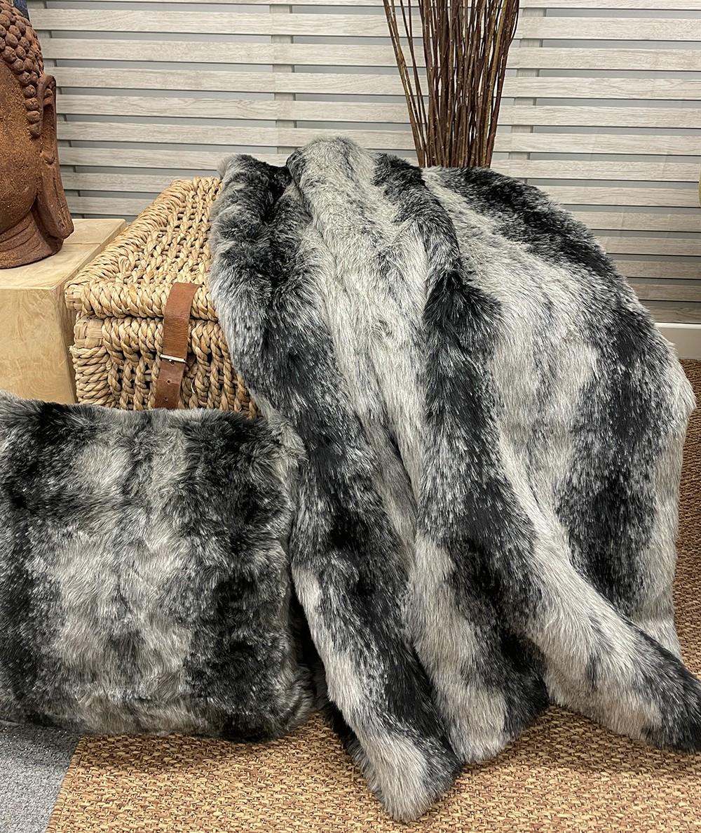 Ashford Black Faux Fur Throw