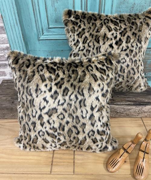 Brown spotted wildcat fur cushions