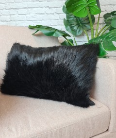 Rectangular black fur scatter cushions