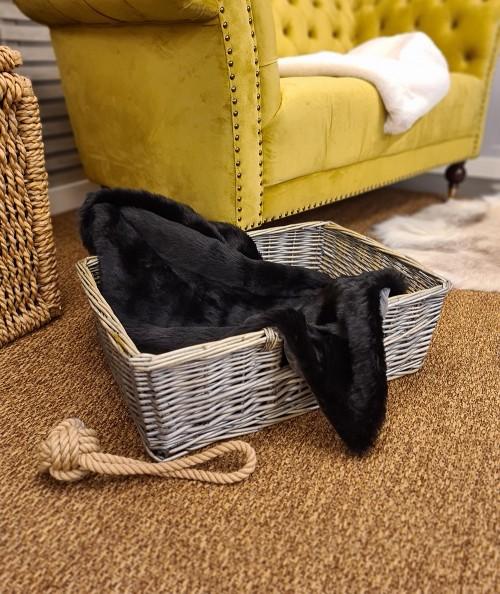 Black faux fur dog blanket