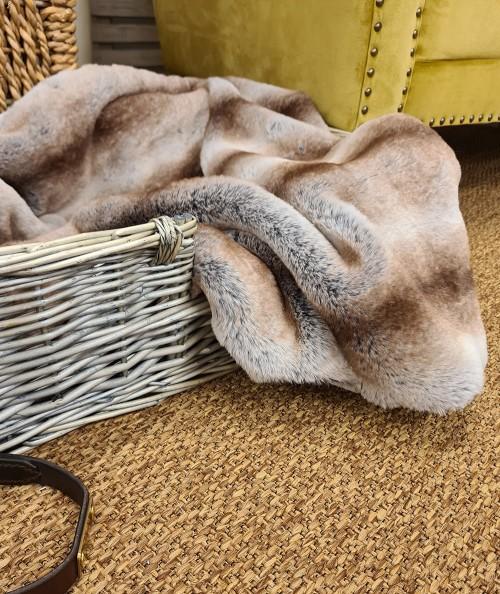 Luxury striped faux fur blanket for dog and cat beds