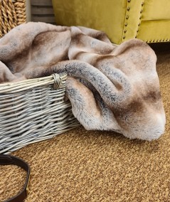 Luxury striped faux fur blanket for dog and cat beds