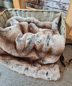 Brown and grey striped luxury fur pet blanket