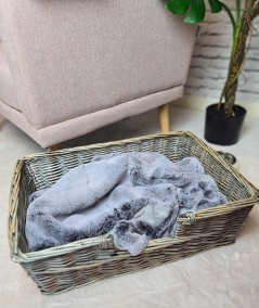 Luxury grey faux fur pet blanket