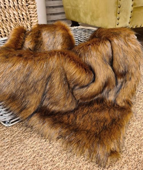 Luxury two tone red brown faux fur pet blanket