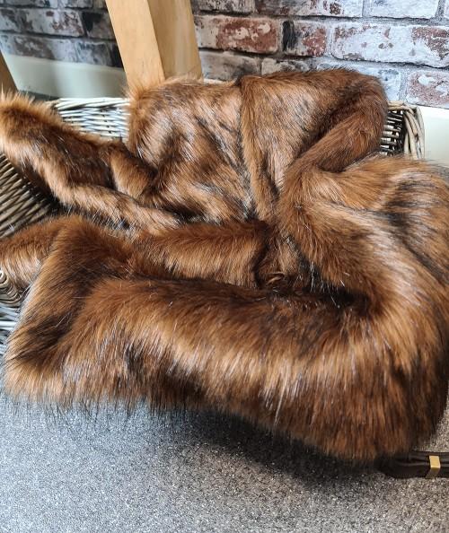 Luxury two tone long haired brown faux fur pet blanket