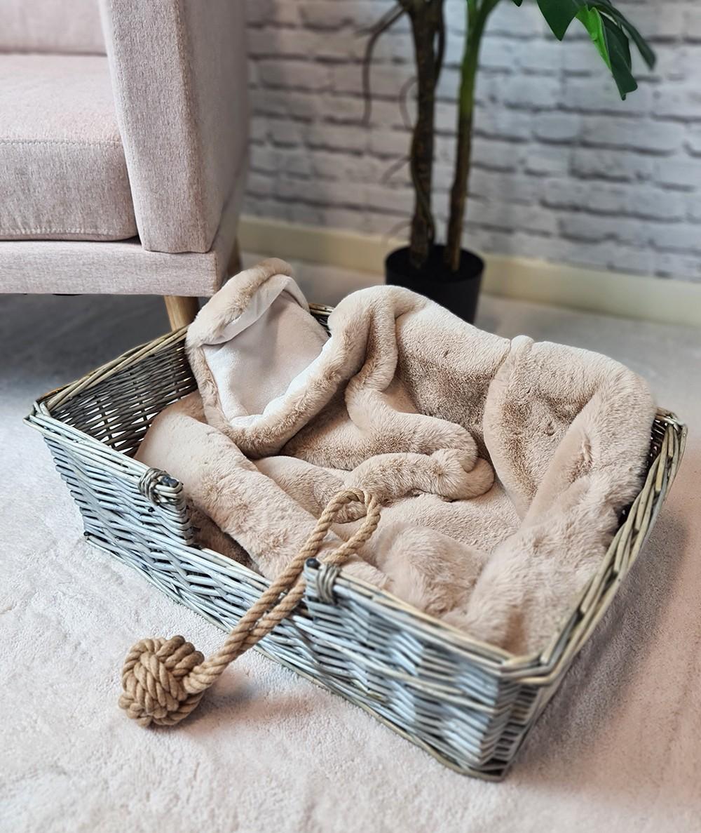 Luxury almond coloured faux fur pet blanket