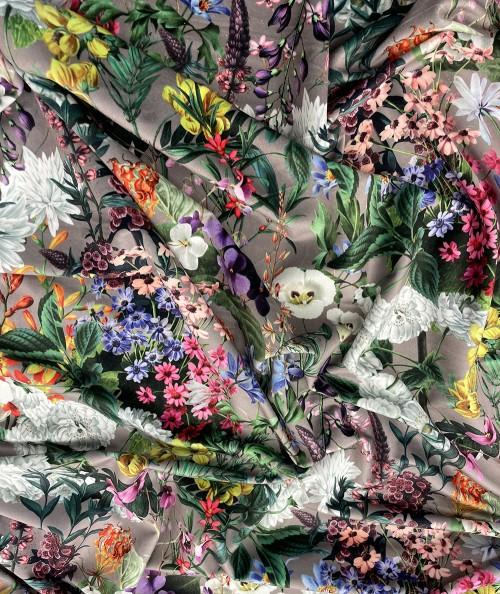 Luxury floral printed velvet fabric