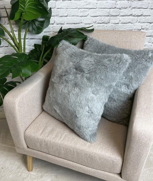 Cheap plain grey faux fur cushion covers