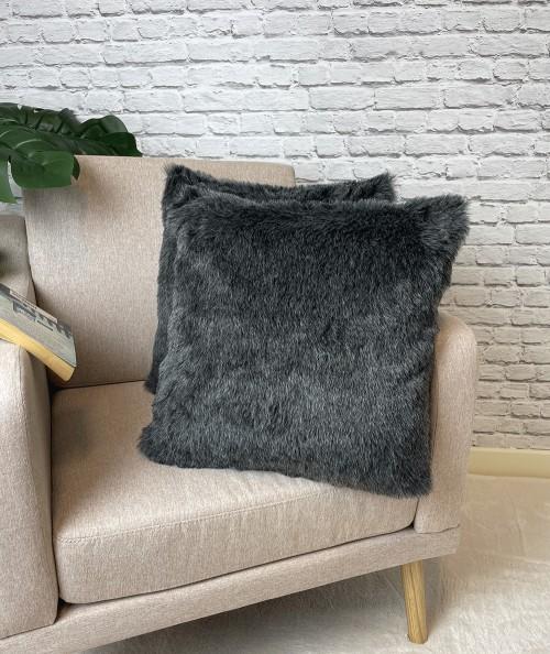 Chessington Grey Faux Fur Cushion Covers