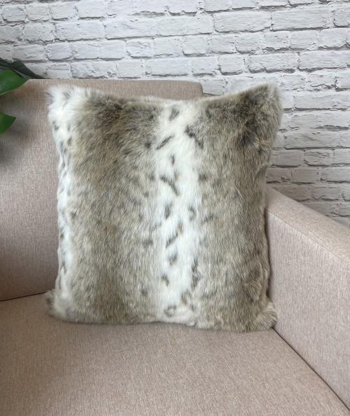 Striped Lynx Faux Fur Cushion