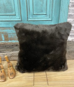 Dark brown furry cushion covers