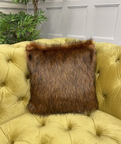 Long haired brown fake fur cushions