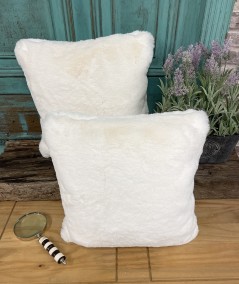 Luxury cream faux fur cushion covers