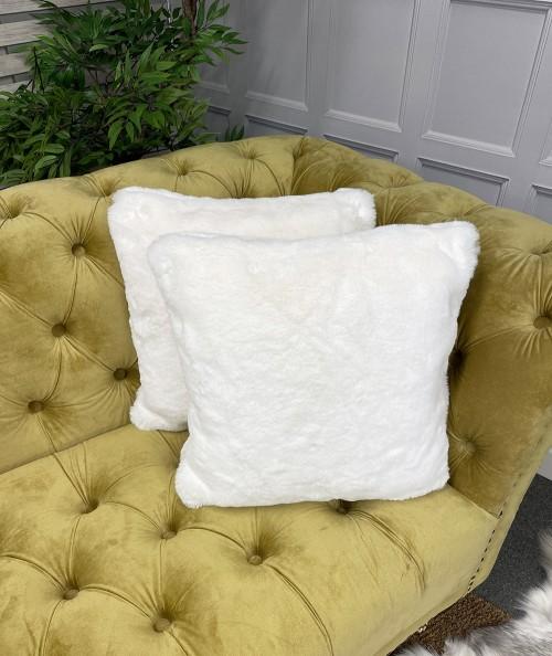 Off white luxury fur cushions