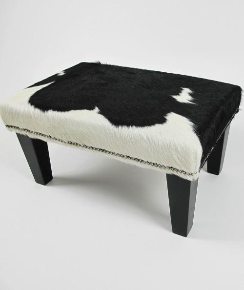 Black and white cow skin footstool 315