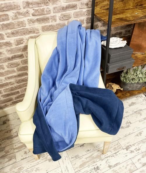 Dark and light blue reversible blanket