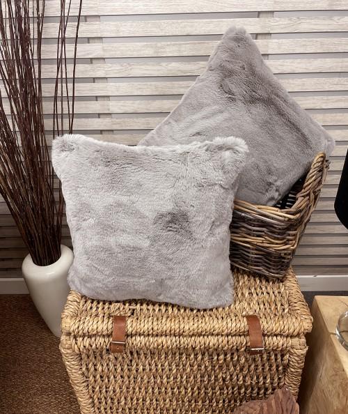 Pale short haired luxury fur cushion covers