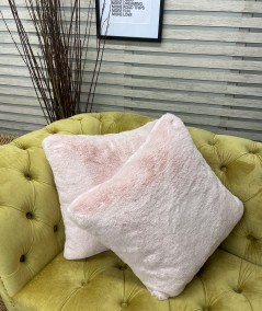 Luxury pastel pink fur cushion covers