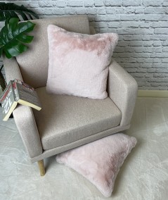 Pale pink furry cushions