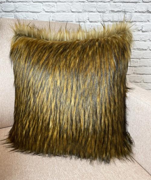 Long haired mixed brown faux fur cushion covers