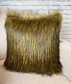 Long haired mixed brown faux fur cushion covers