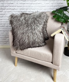 Luxury long haired brown and beige faux fur cushion covers