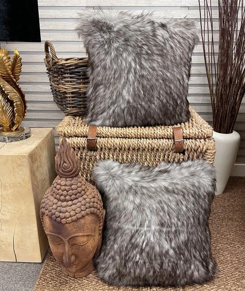 Luxury long haired faux coyote cushions