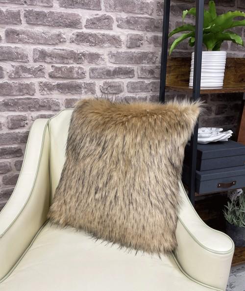 Luxury faux fur cushions in beige and black