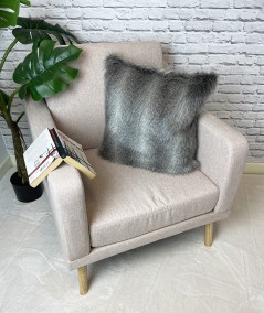 Modern grey striped faux fur pillows