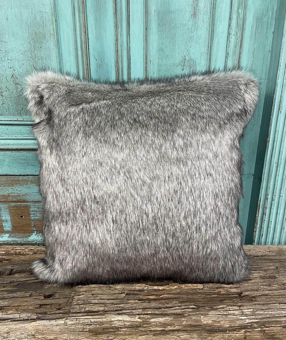 Two tone modern grey faux fur cushions