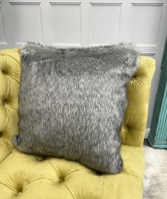 Two tone modern grey faux fur cushion covers