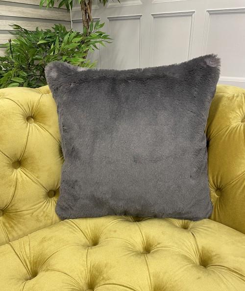 Dark Coloured Faux Fur Cushion Covers