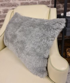 Grey Rectangular Fake Fur Cushion Covers