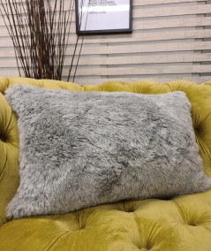 Plain coloured rectangular fur cushions