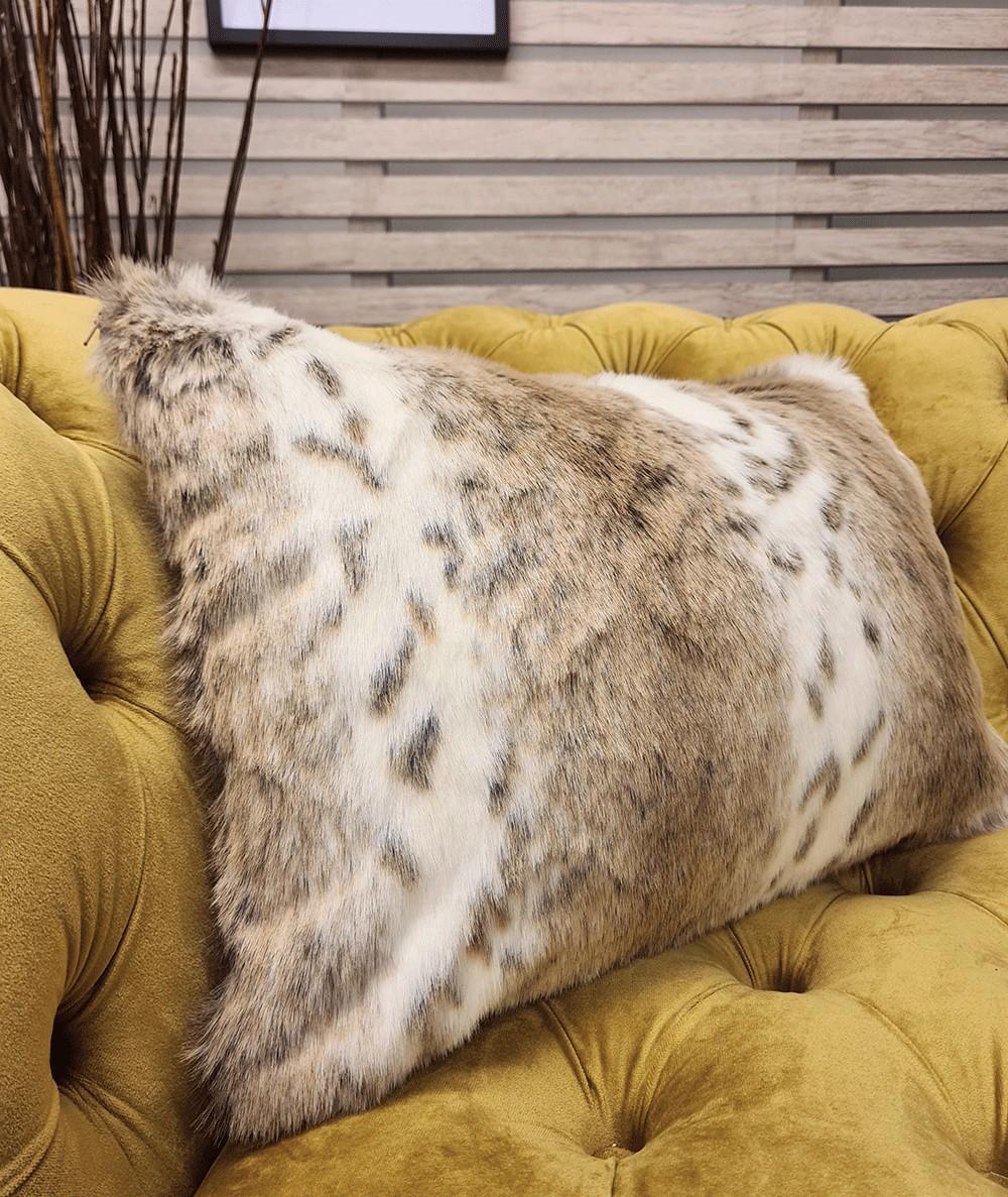 Striped Lynx Rectangular Fur Cushions