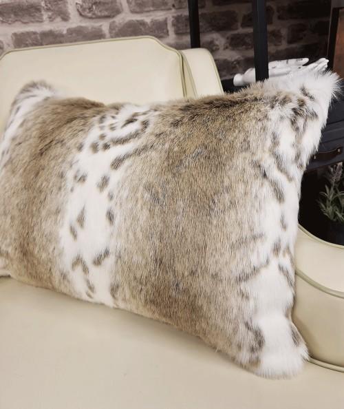 Striped Lynx Rectangular Faux Fur Cushion Covers